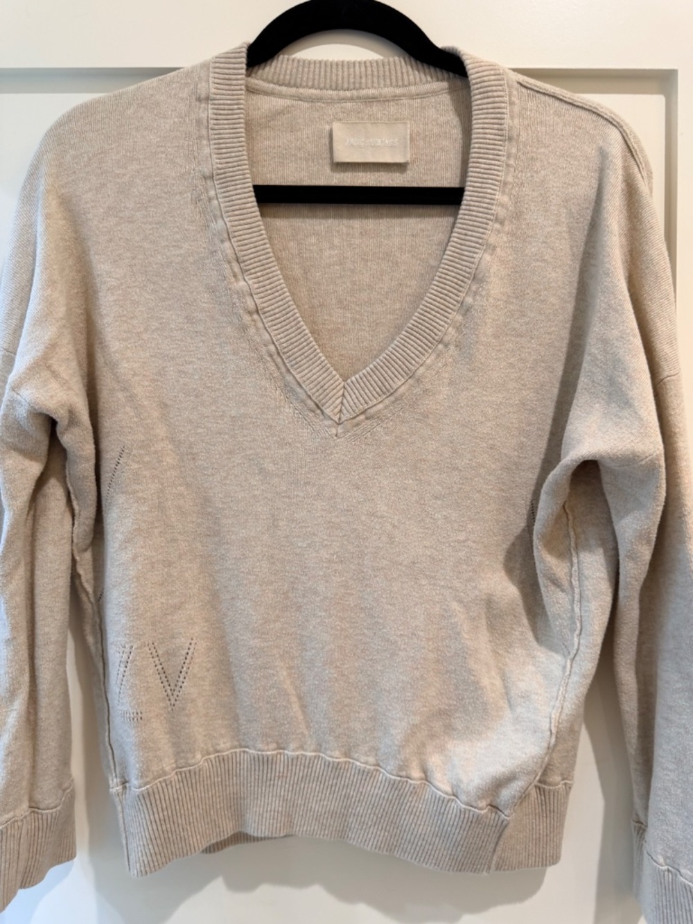 Zadig & Voltaire Cream V Neck Sweater - Size XS